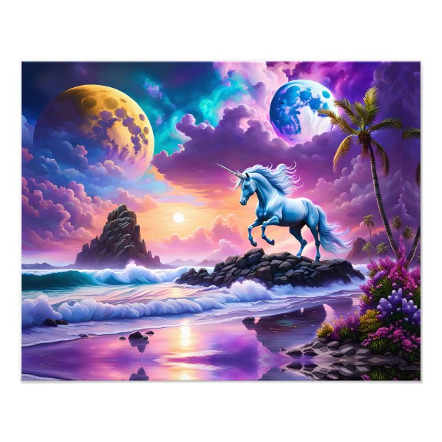 Foto White Unicorn Fantasy Tropical Beach (Frente)