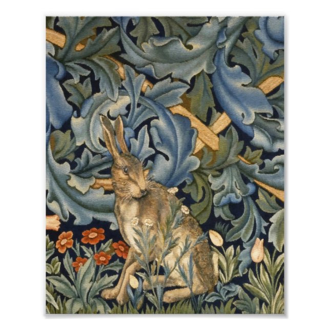 Foto William Morris Forest Rabbit Floral Art Nouveau (Frente)