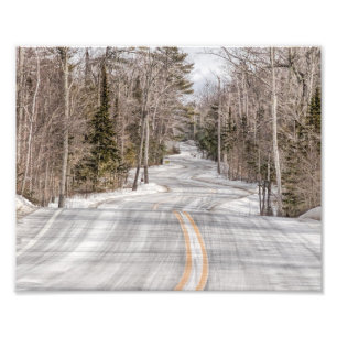 Foto Winding Winter Road em Door County Photo Impressão