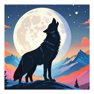 Foto Wolf Howling Na Lua