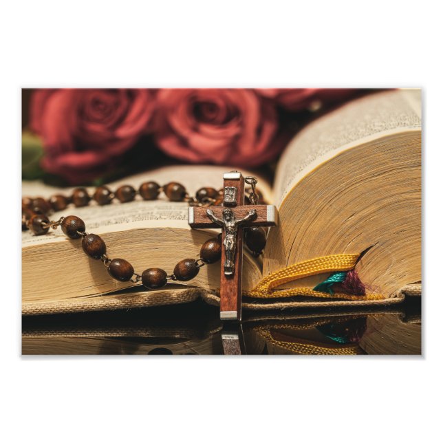 Foto Wooden Rosary com Jesus na Cruz (Frente)
