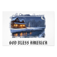 *~* Woods Stream Cabin Fish AP49 Patriótico