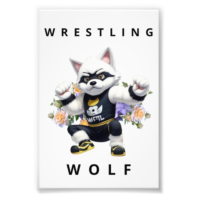 Foto Wrestling Wolf - Fierce Sports Nursery Art (Frente)