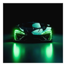 yberpunk Neon Verde Supercarro - Moderno Cinematog