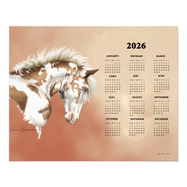 Foto Yearly Calendary Poster Wild Painted Mustang (Frente)