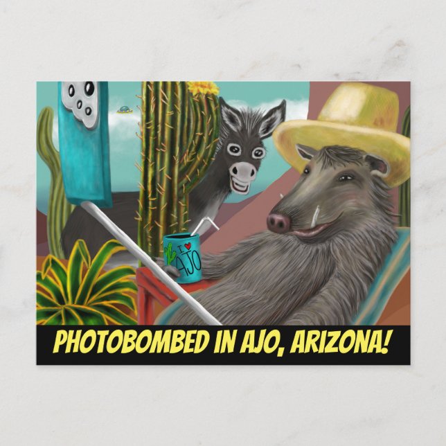 Fotobombado em Ajo Arizona, cartão postal do Arizo (Frente)