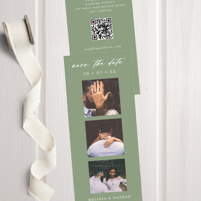 Fotobooth Strip QR Sage Casamento Salve a Data (Criador carregado)
