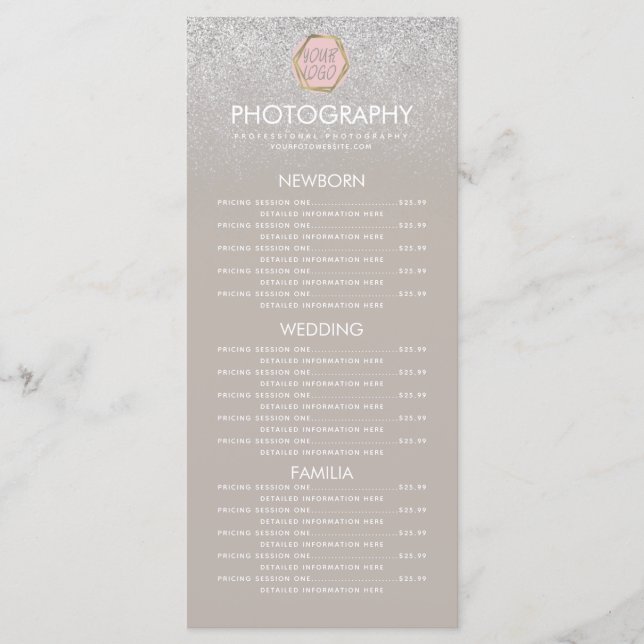 Fotografia Business Silver Glitter Menu Logotipo (Frente)