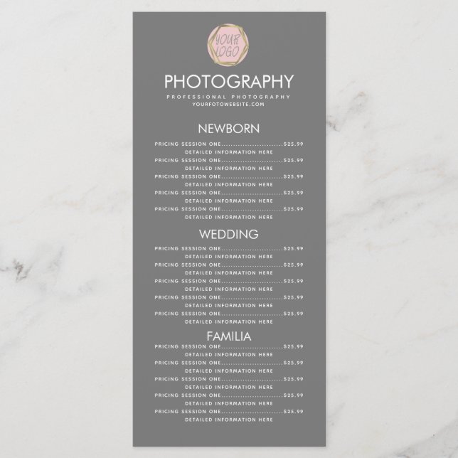 Fotografia Comercial Menu Cinza Logotipo (Frente)