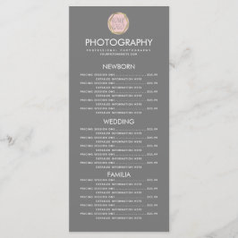 Fotografia Comercial Menu Cinza Logotipo