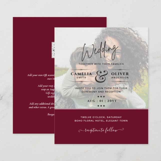 FOTOGRAFIA CONVITE Sobreposição de Orçamento Texto (Frente/Verso)