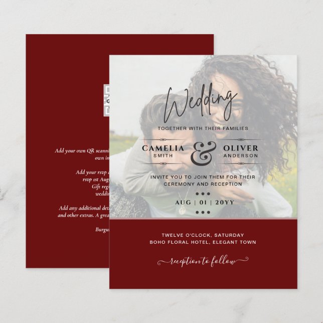 FOTOGRAFIA CONVITE Sobreposição de Orçamento Texto (Frente/Verso)