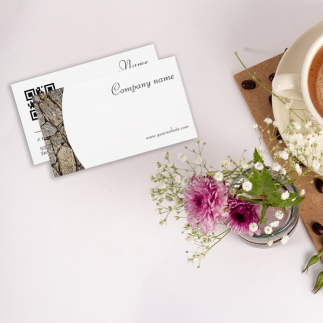 Fotografia de pedra minimalista QR Cartão de visit (Criador carregado)