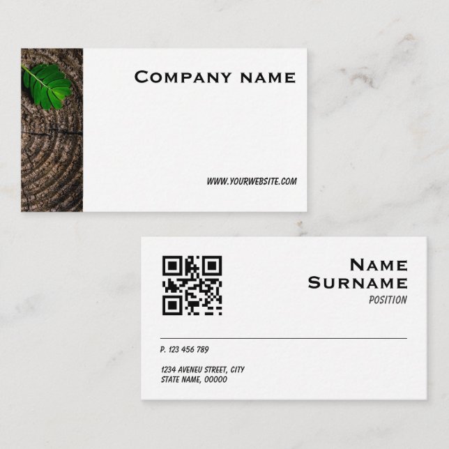 Fotografia minimalista em folha QR Cartão de visit (Frente/Verso)