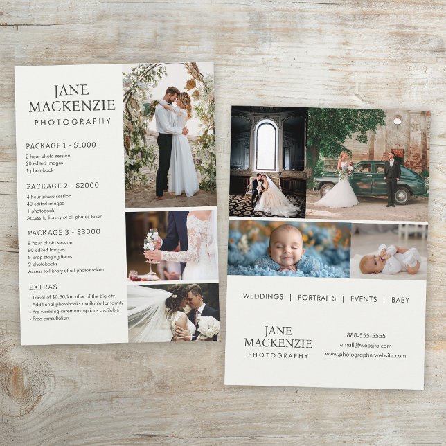 Fotógrafo | Serviços de Lista de Preços | Cartão d (Criador carregado)