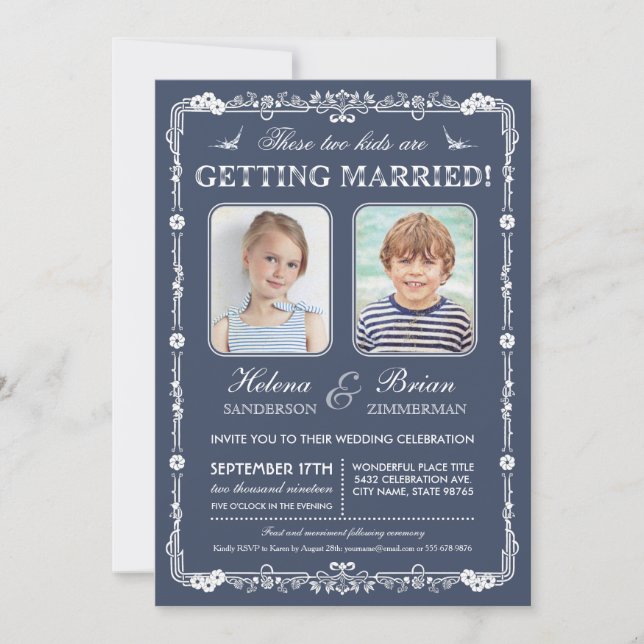 Fotos da velha escola que Wedding o convite (Frente)