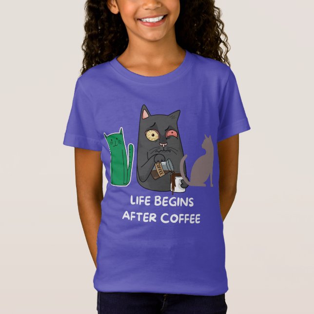 Fotos de camisetas de gatos para amantes de café (Frente)