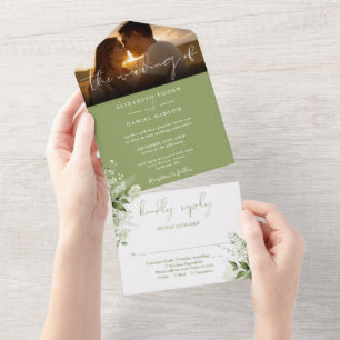 Fotos de casamento com verde musgo floral