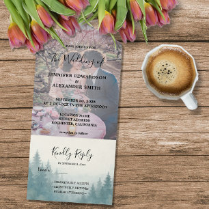 Fotos de casamento na floresta de pinheiros aquare