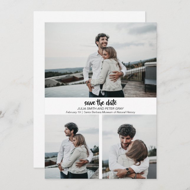 Fotos Personalizadas Modernas 3 Salvem O Convite D (Frente/Verso)