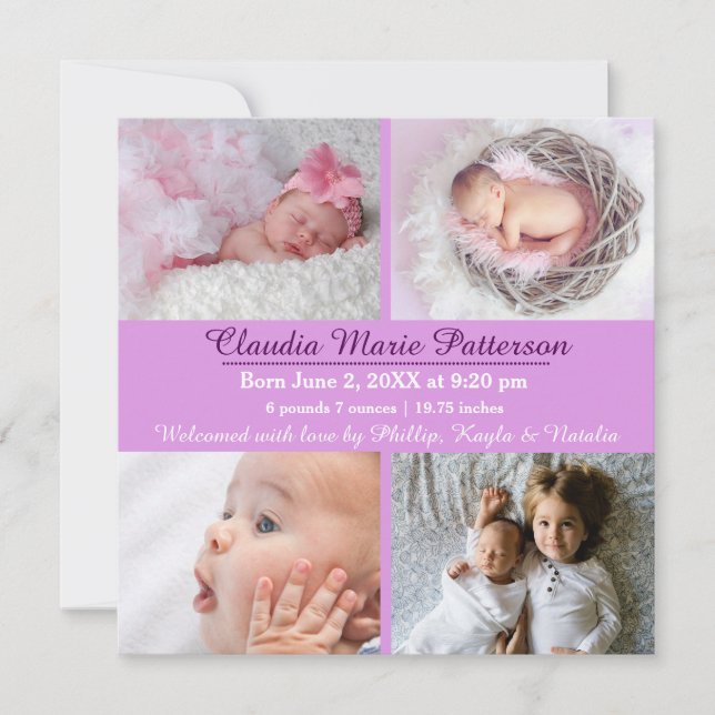 Fotos roxas 4 - Anúncio de nascimento (Frente)