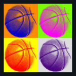 Four Color Pop Art Basketball Retro Style Poster<br><div class="desc">Classical Style Pop Art Sport Posters</div>