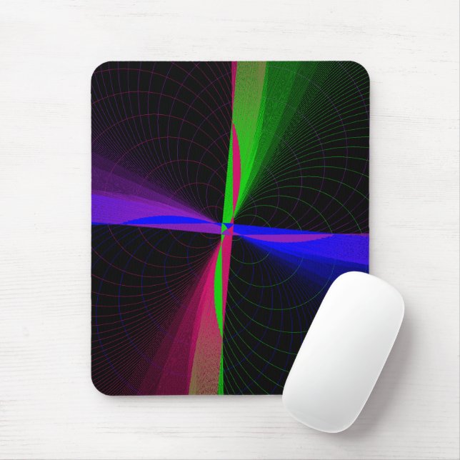 Four-Way Geometric Wave Mouse Pad (Com mouse)