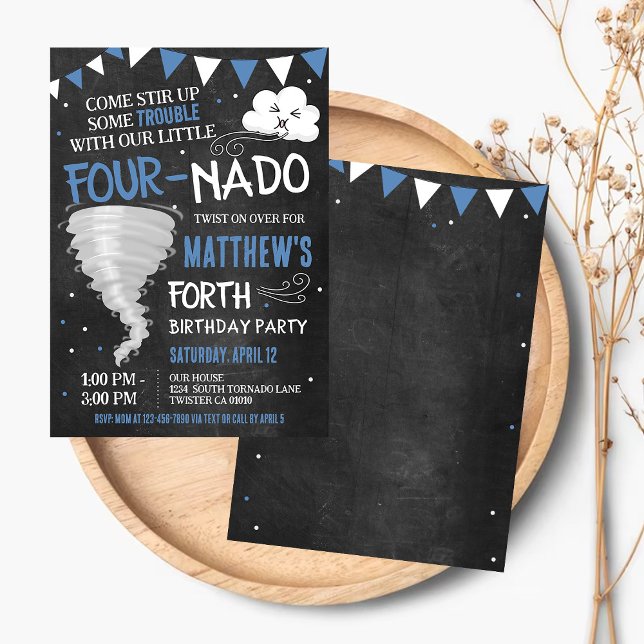 Fournado Birthday Convite Tornado Festa Twister (Criador carregado)