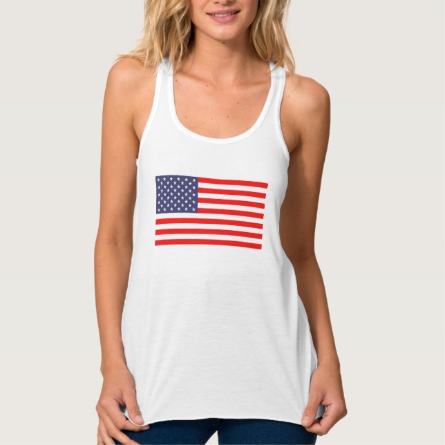 Fourth of July women's tank top with American flag (Frente)