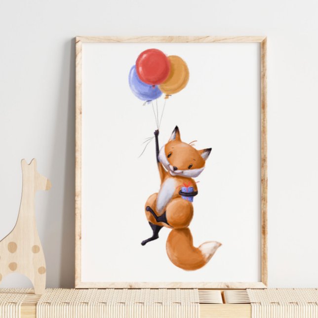 Fox Balloon Impressão | Fox Watercolor Impressão (Criador carregado)