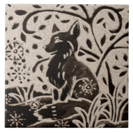 Fox Batik Stoneware Woodland Animal Tan Cinza Brow