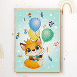 Fox Birthday Kids Room Poster Nursery Impressão<br><div class="desc">Os nossos posters são um apanhador de olhos absoluto. Os bons motivos são a ideia perfeita de presente para o nascimento ou chá de fraldas. As imagens encantadoras para o berçário podem inspirar a imaginação das crianças e encorajar a criatividade.</div>