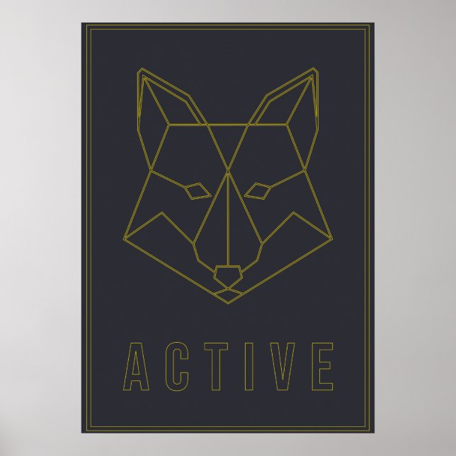 Fox de origami poster de afirmação ativa (Frente)
