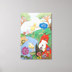 Fox e a fada em canvas