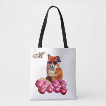Fox e Rosa Art Personalizado Tote Bag