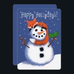 Fox e Snowman Feliz Hollydays! Tão giro<br><div class="desc">Que fofo! Snowman é feliz por manter o seu amigo da raposa legal! Concebido pela Cherie art(c) 2023</div>
