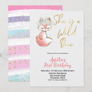 Fox é um um convite selvagem do aniversário