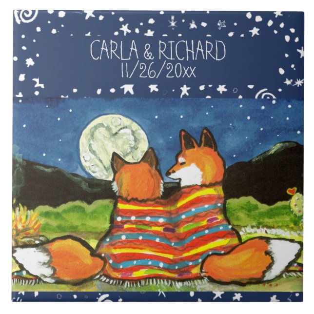 Fox Foxes amam casamentos românticos personalizado (Frente)