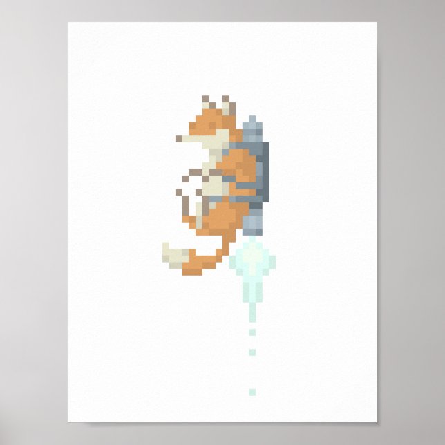 Fox Jetpack Pixel Art Poster (Frente)