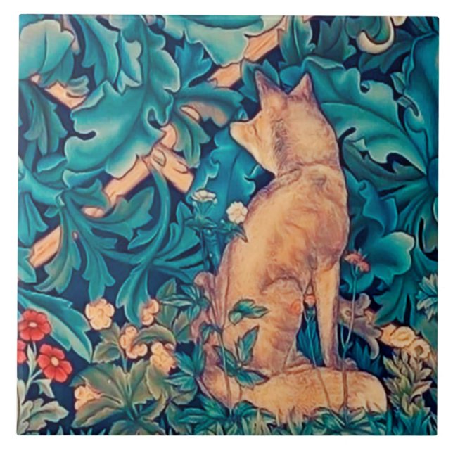 Fox na Floresta, William Morris Cerâmica Azulejo (Frente)
