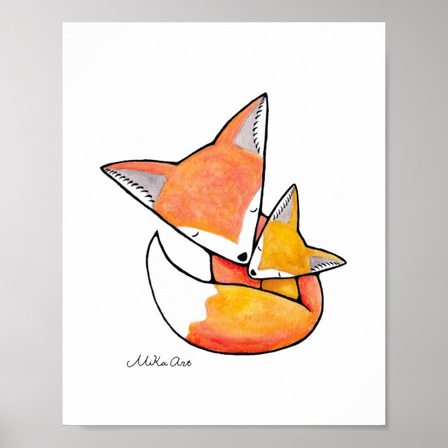 Fox Nursery Art Mãe Baby Woodland Poster (Frente)