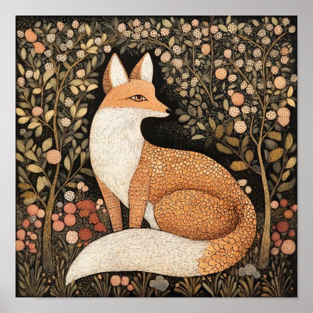 Fox Painting Art Impressão Woodland Wall Art (Frente)