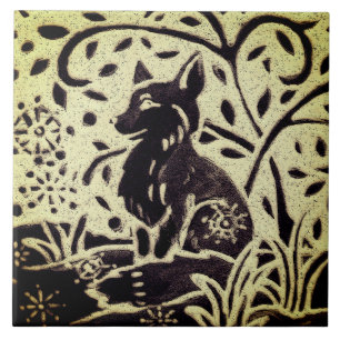 Fox Snow Cinza Verde Stoneware Arte em Woodland