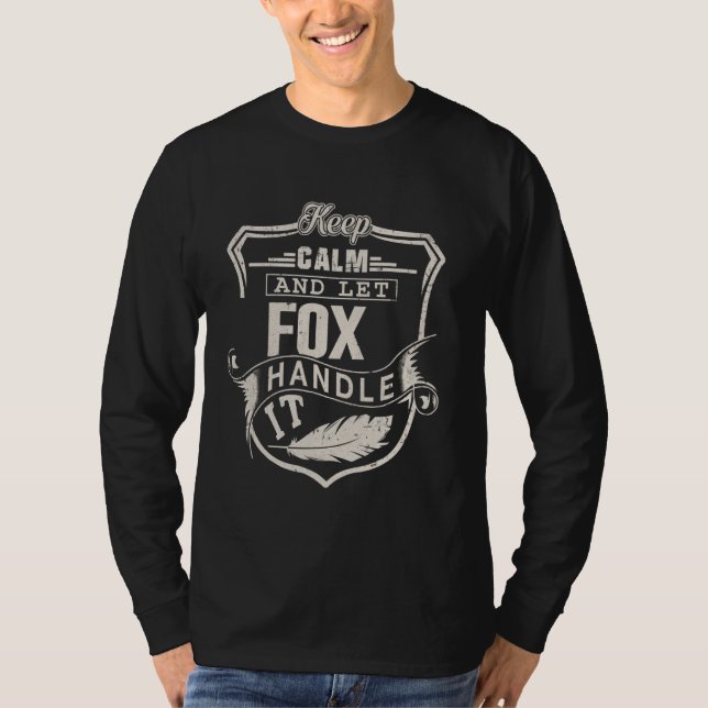 Fox Sobrenome Camisa Fox Nome Aniversário (Frente)