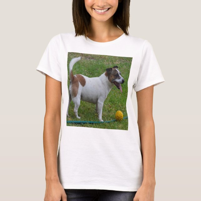 Fox Terrier Com Sua Bola Amarela, Camiseta Menina (Frente)