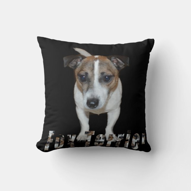 Fox Terrier E Logotipo, Almofada Preta (Frente)