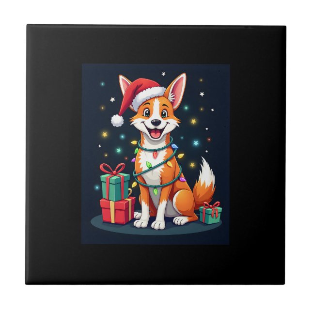 Fox Terrier Iluminação de Natal Santa Fox Terrier  (Frente)