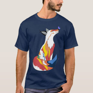 Fox Vermelha E Camiseta De Borboleta Cuta