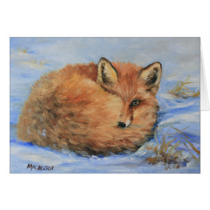 Fox vermelho no cartão da neve