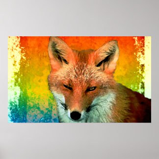 Fox Watercolor Poster Impressão